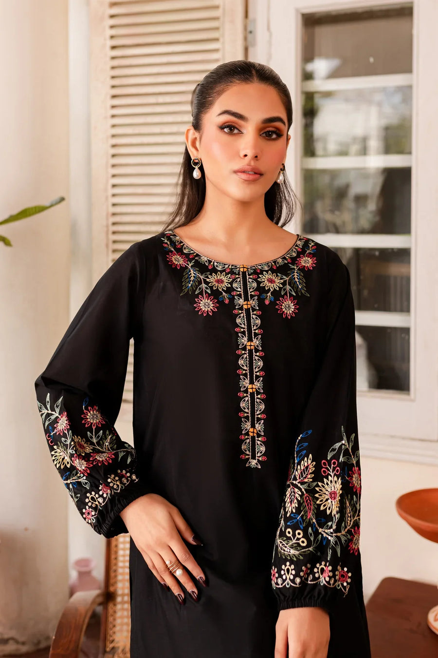 2PC LAWN EMBROIDERED SHIRT WITH LAWN EMBROIDERED TROUSER