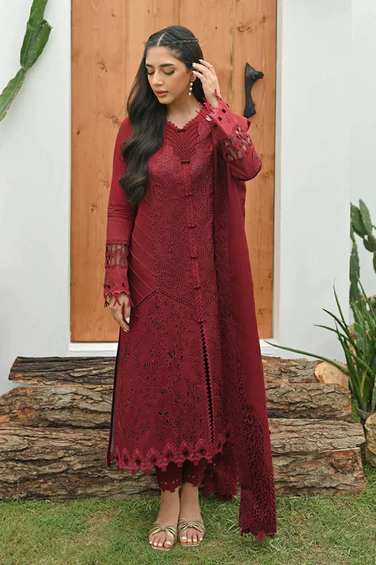 Qalamkar - 3PC LUXURY LAWN EMBROIDERED SHIRT WITH PRINTED DUPATTA AND TROUSER