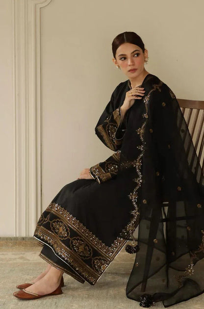 DYOT - 3PC LAWN SEQUENCE EMBROIDERED SHIRT WITH ORGANZA SEQUENCE EMBROIDERED DUPATTA AND TILLA EMBROIDERED TROUSER