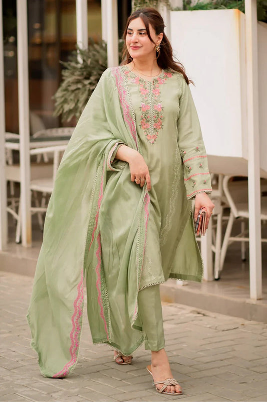 GARNET - 3PC LAWN EMBROIDERED SHIRT WITH CHIFFON EMBROIDERED DUPATTA AND TROUSER