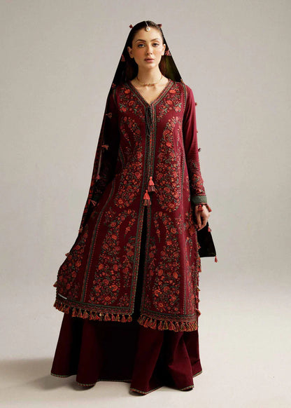 HUSSAIN REHAR - 3PC LUXURY LAWN EMBROIDERED SHIRT WITH JACQUARD PRINTED DUPATTA AND TROUSER