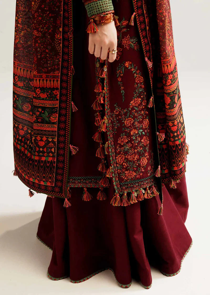 HUSSAIN REHAR - 3PC LUXURY LAWN EMBROIDERED SHIRT WITH JACQUARD PRINTED DUPATTA AND TROUSER