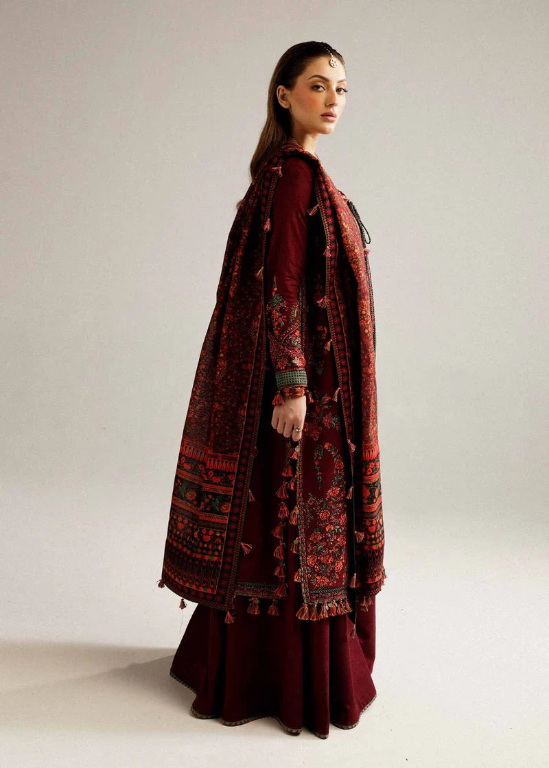 HUSSAIN REHAR - 3PC LUXURY LAWN EMBROIDERED SHIRT WITH JACQUARD PRINTED DUPATTA AND TROUSER