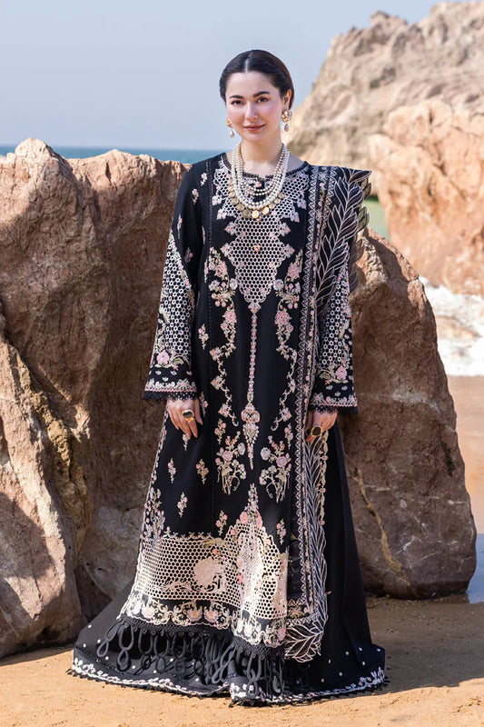 QALAMKAR - 3PC LUXURY LAWN EMBROIDERED SHIRT WITH PRINTED DUPATTA AND TROUSER