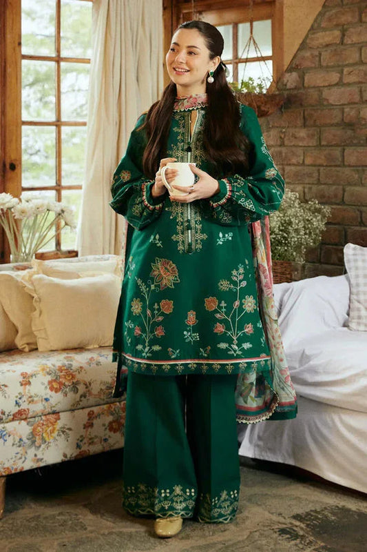 3PC Lawn Embroidered Shirt With Printed Dupatta