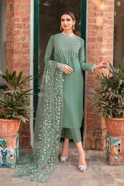 NATASHA KAMAL - 3PC LAWN SEQUENCE EMBROIDERED SHIRT WITH ORGANZA EMBROIDERED DUPATTA AND TROUSER