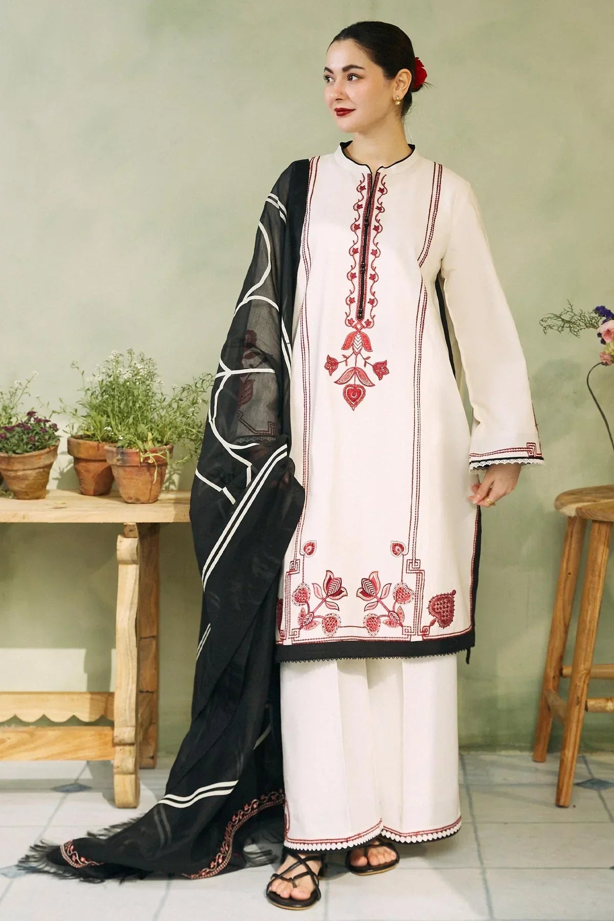 ZARA SHAH JAHAN - 3PC LAWN EMBROIDERED SHIRT WITH PRINTED DUPATTA AND TROUSER