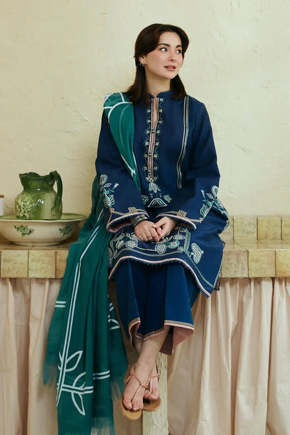 ZARA SHAH JAHAN - 3PC LAWN EMBROIDERED SHIRT WITH PRINTED DUPATTA AND TROUSER