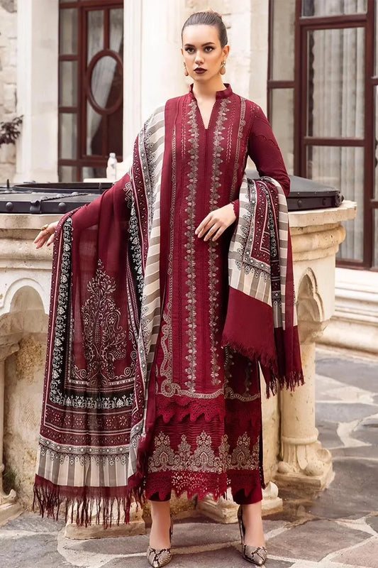 MARIA B - 3PC LAWN EMBROIDERED SHIRT WITH COTTON SILK DUPATTA AND TROUSER