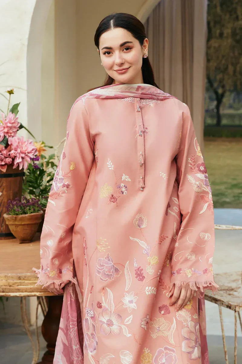 ZARA SHAH JAHAN - 3PC LAWN EMBROIDERED SHIRT WITH PRINTED DUPATTA AND TROUSER