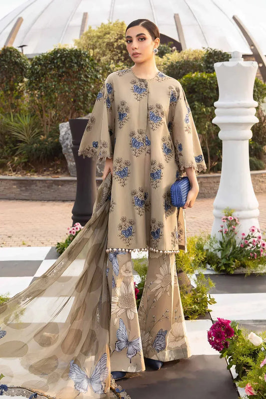 MARIA B - 3PC LAWN PRINTED SHIRT WITH PRINTED DUPATTA AND TROUSER