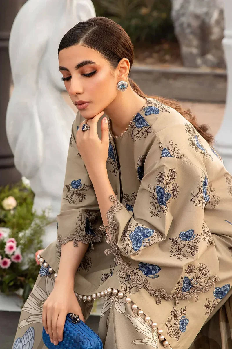 MARIA B - 3PC LAWN PRINTED SHIRT WITH PRINTED DUPATTA AND TROUSER