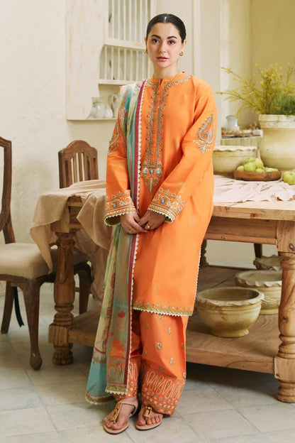 ZARA SHAH JAHAN - 3PC LAWN EMBROIDERED SHIRT WITH CHIFFON PRINTED DUPATTA AND TROUSER