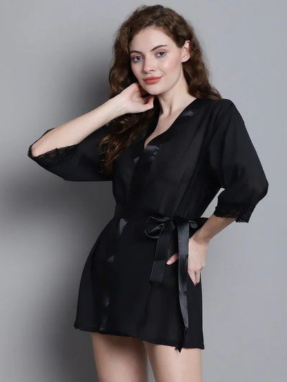 Overall Net With Satin Lace Robe