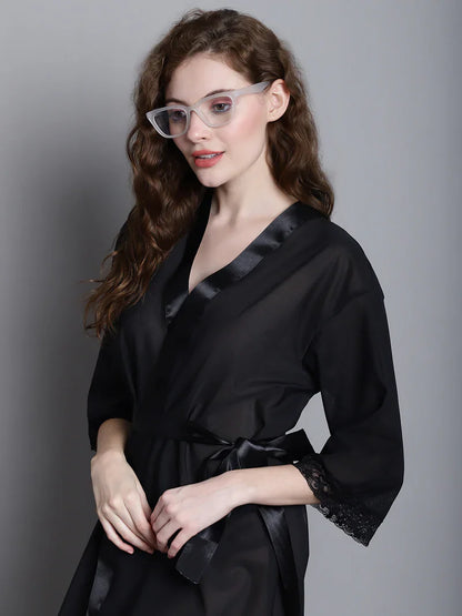 Overall Net With Satin Lace Robe