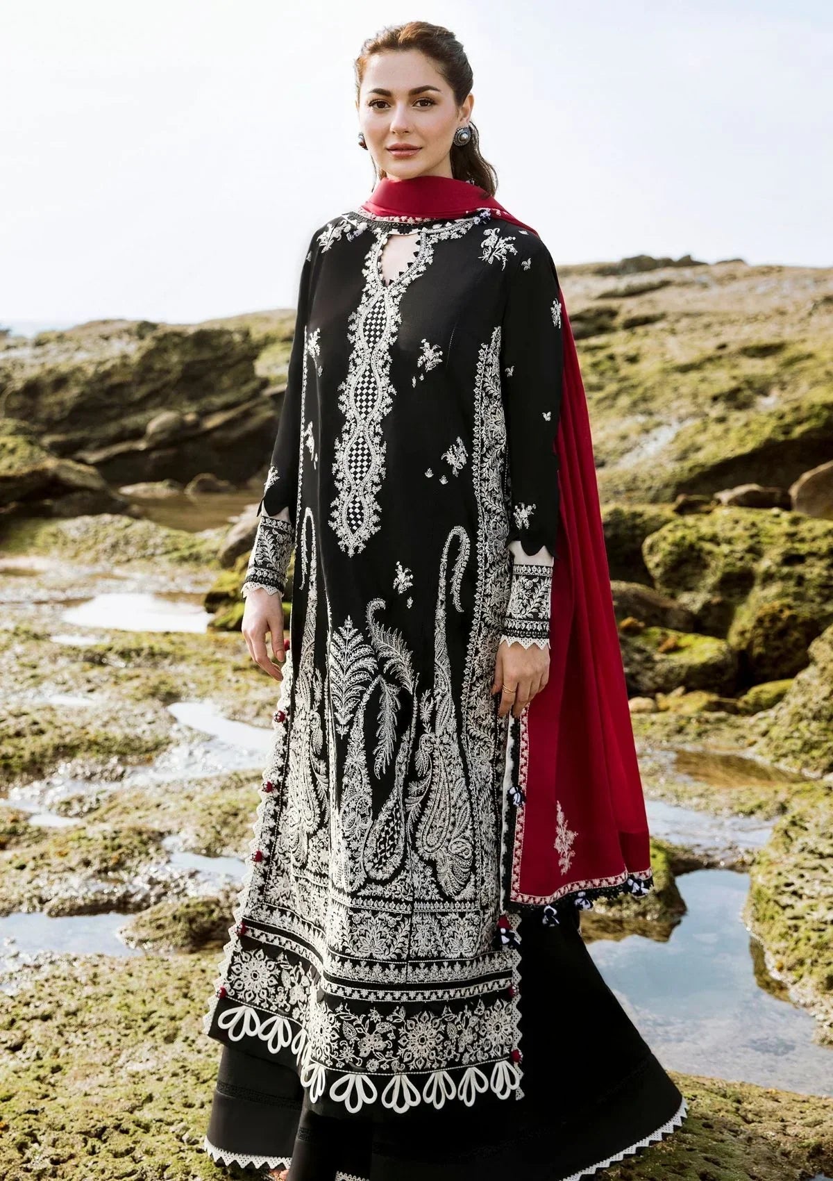 ZAHA - 3PC LAWN EMBROIDERED SHIRT WITH CHIFFON EMBROIDERED DUPATTA AND TROUSER