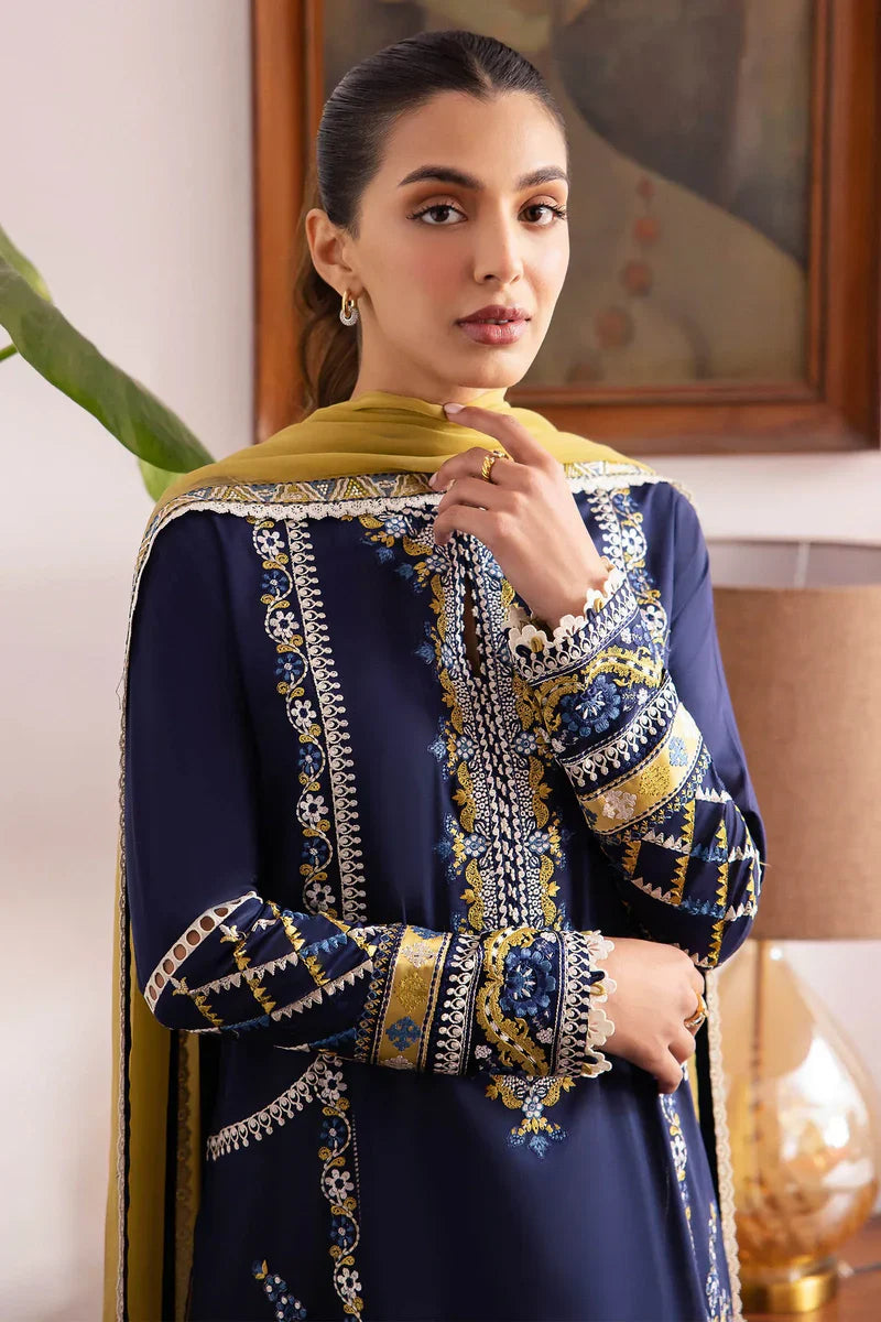 ZAHA - 3PC LAWN EMBROIDERED SHIRT WITH CHIFFON EMBROIDERED DUPATTA AND TROUSER