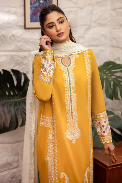 ZAHA - 3PC LAWN EMBROIDERED SHIRT WITH DIAMOND PRINTED DUPATTA AND TROUSER