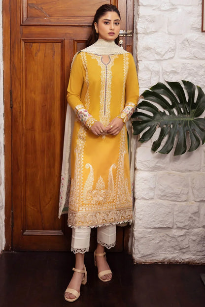 ZAHA - 3PC LAWN EMBROIDERED SHIRT WITH DIAMOND PRINTED DUPATTA AND TROUSER