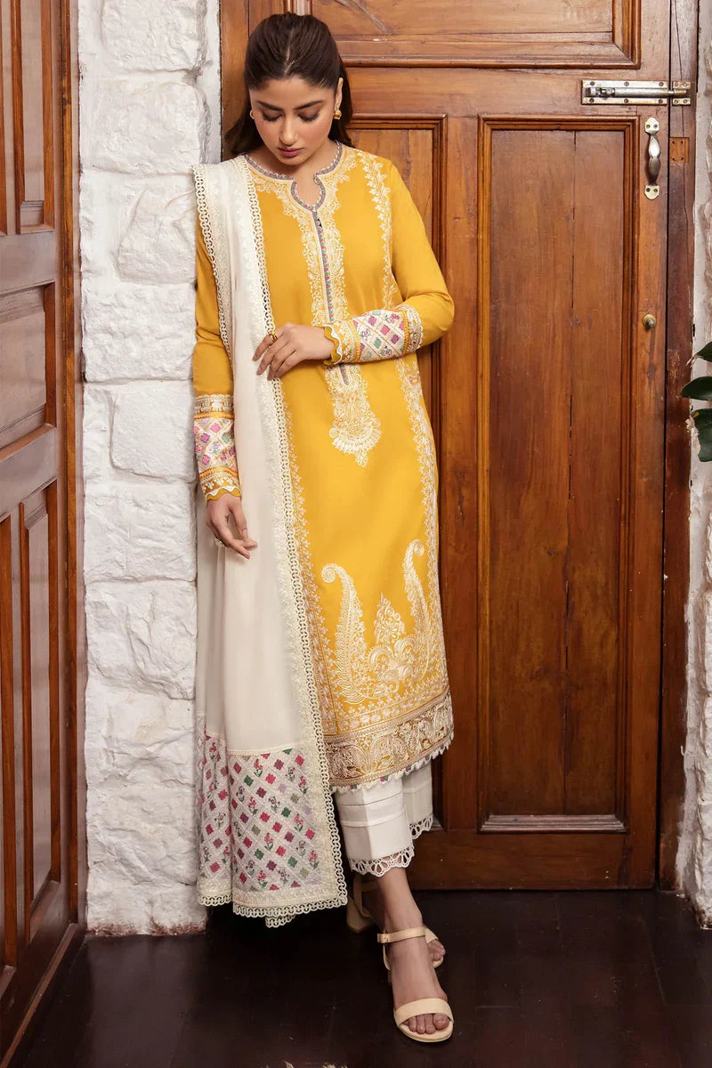 ZAHA - 3PC LAWN EMBROIDERED SHIRT WITH DIAMOND PRINTED DUPATTA AND TROUSER