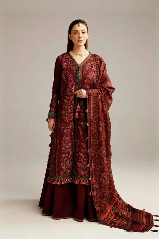 HUSSAIN REHAR - 3PC LUXURY LAWN EMBROIDERED SHIRT WITH JACQUARD PRINTED DUPATTA AND TROUSER