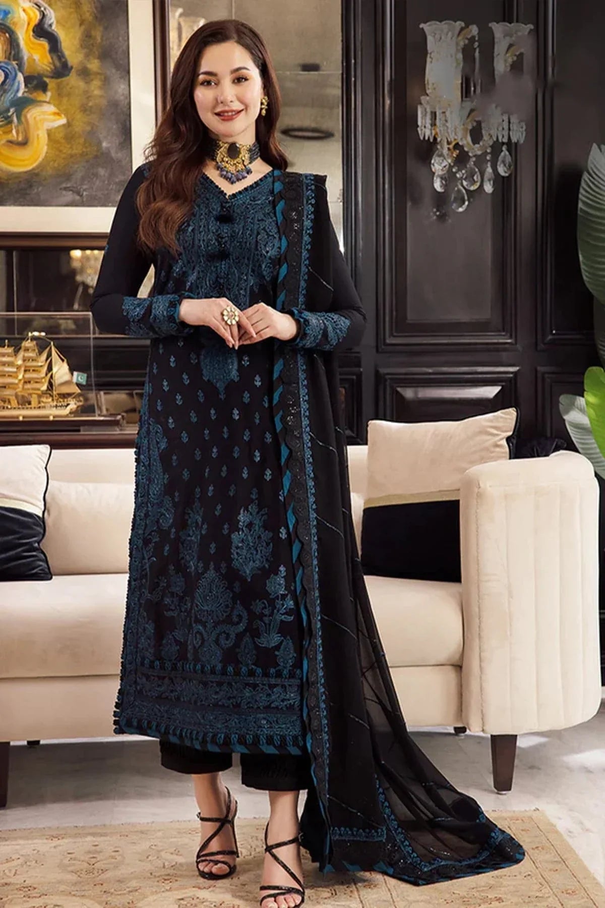 ASIM JOFA - 3PC LAWN EMBROIDERED SHIRT WITH CHIFFON EMBROIDERED DUPATTA AND TROUSER