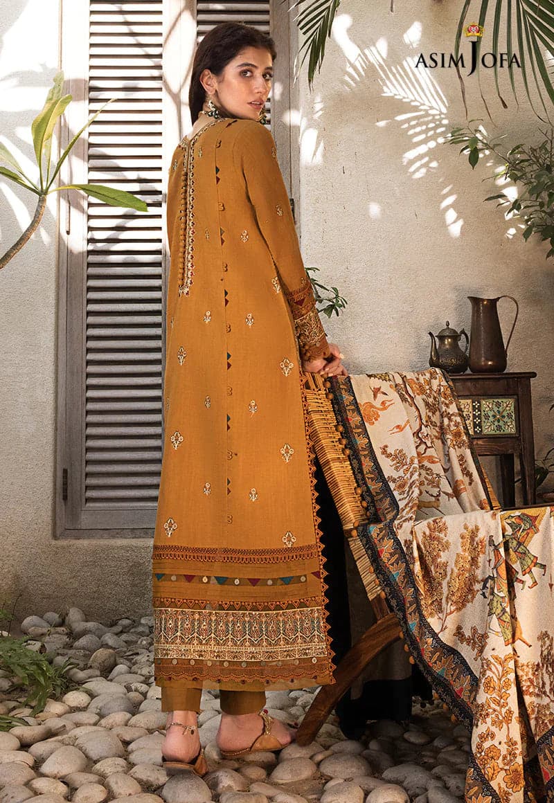 ASIM JOFA - 3PC LAWN EMBROIDERED SHIRT WITH PRINTED DUPATTA AND TROUSER