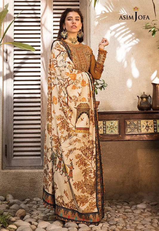 ASIM JOFA - 3PC LAWN EMBROIDERED SHIRT WITH PRINTED DUPATTA AND TROUSER