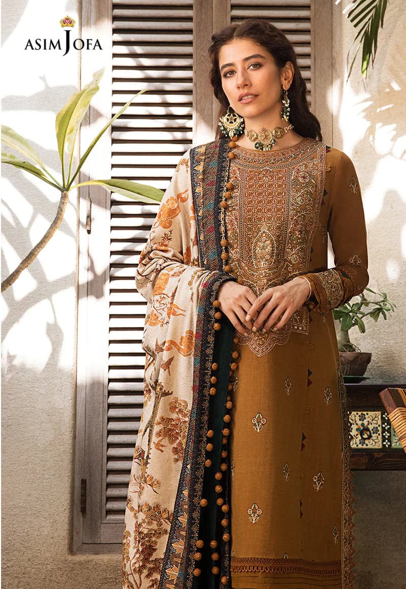 ASIM JOFA - 3PC LAWN EMBROIDERED SHIRT WITH PRINTED DUPATTA AND TROUSER