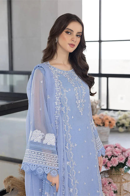 3PC LAWN EMBROIDERED SHIRT WITH Organza EMBROIDERED DUPATTA AND TROUSER