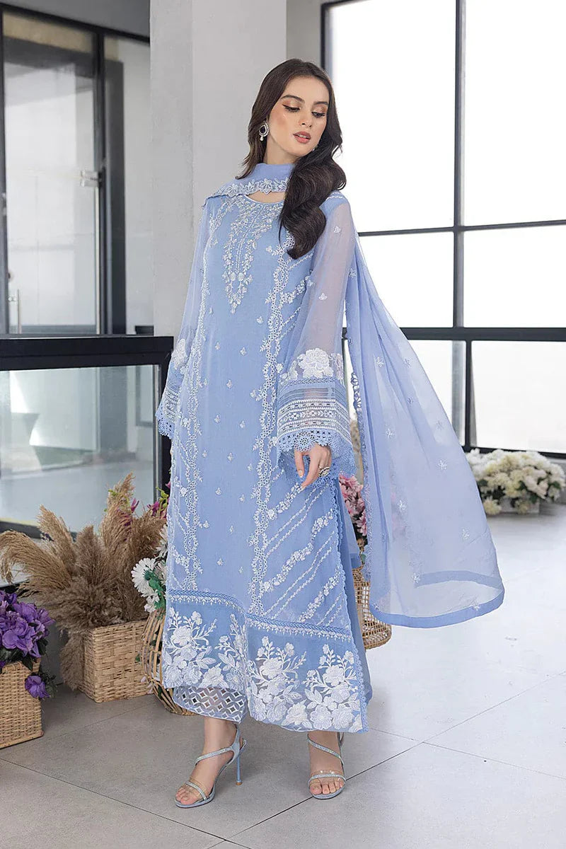 3PC LAWN EMBROIDERED SHIRT WITH Organza EMBROIDERED DUPATTA AND TROUSER