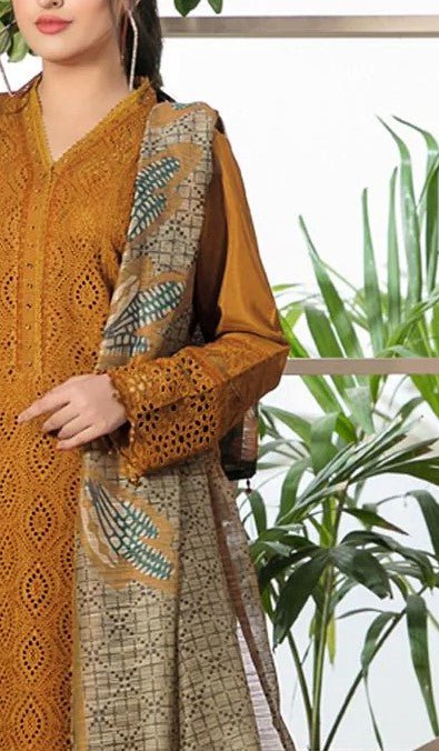 CHARIZMA - 3PC LAWN EMBROIDERED SHIRT WITH ORGANZA SEQUENCE DIGITAL PRINTED DUPATTA