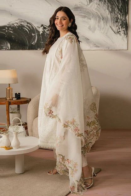 Kaprang CROSS STITCH - 3PC LAWN EMBROIDERED SHIRT WITH NET ORGANZA DUPATTA AND TROUSER