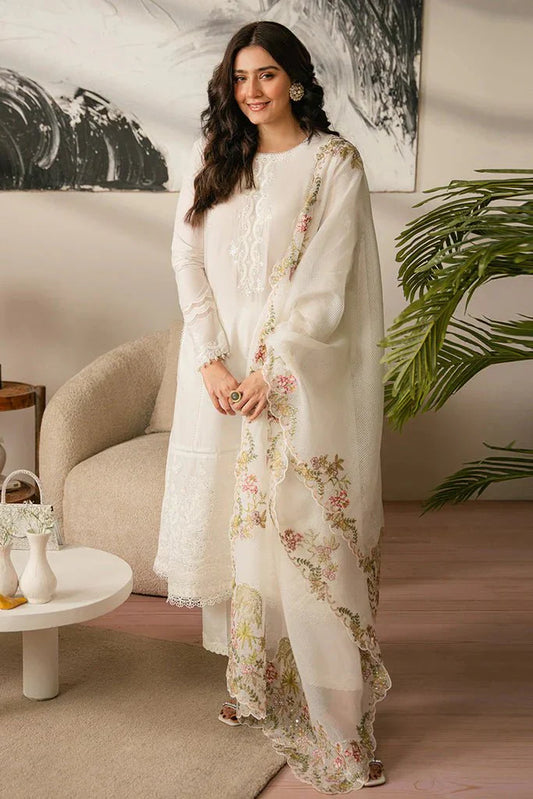 Kaprang CROSS STITCH - 3PC LAWN EMBROIDERED SHIRT WITH NET ORGANZA DUPATTA AND TROUSER