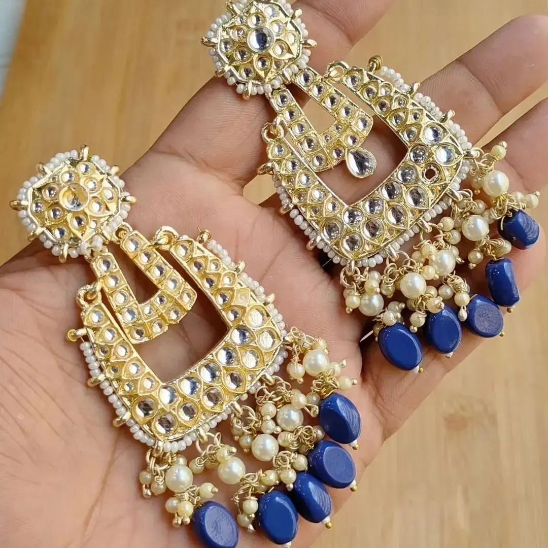 Kundan &amp; Pearl Dangler Earrings