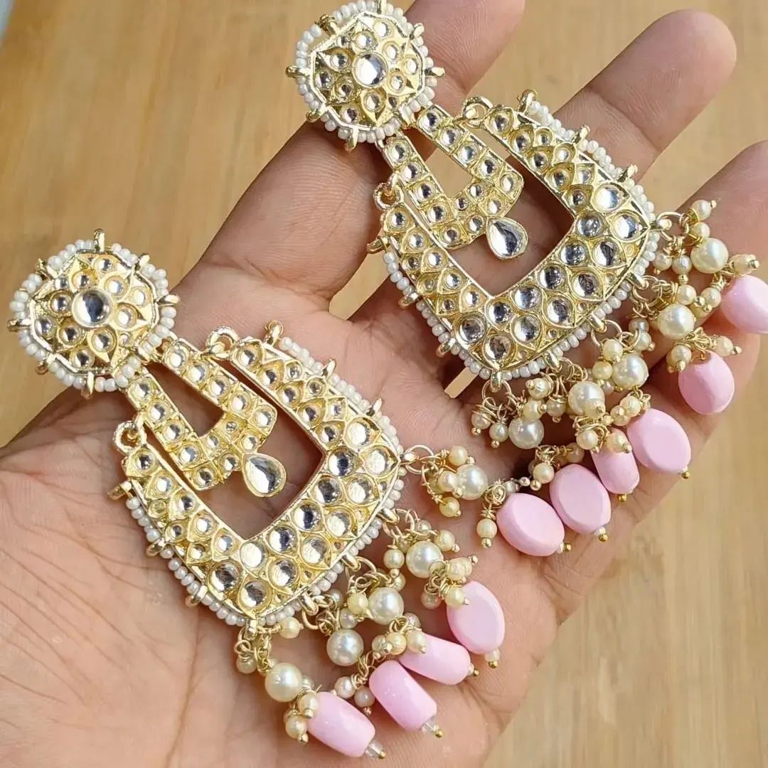 Kundan &amp; Pearl Dangler Earrings