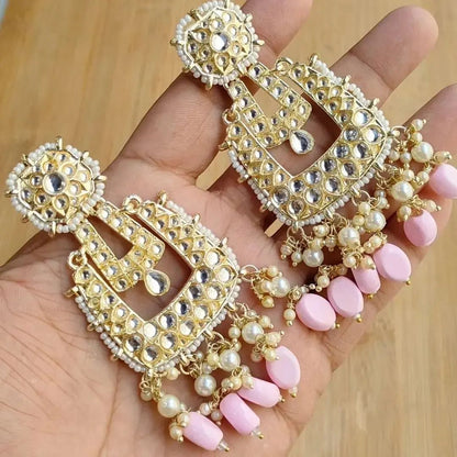 Kundan &amp; Pearl Dangler Earrings