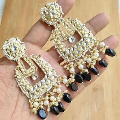 Kundan &amp; Pearl Dangler Earrings