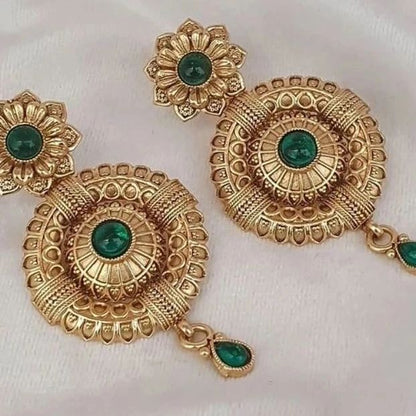 Traditional  Earrings with Ruby and Emerald Accents