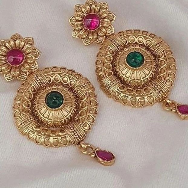 Traditional  Earrings with Ruby and Emerald Accents