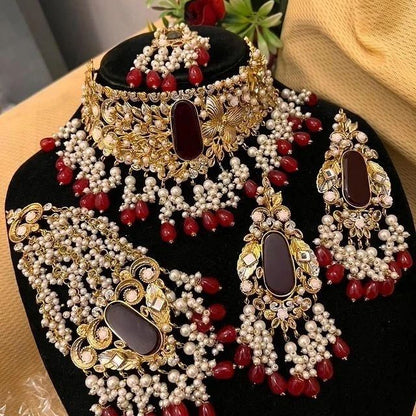 "Regal Pearl & Emerald Bridal Jewelry Set"