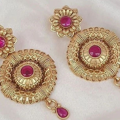 Traditional  Earrings with Ruby and Emerald Accents