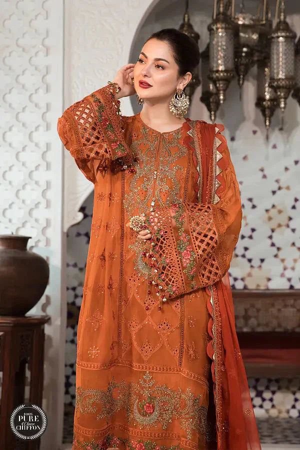 Maria B - 3PC LAWN EMBROIDERED SHIRT WITH CHIFFON EMBROIDERED DUPATTA AND TROUSER