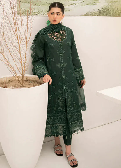 3PC CHIKANKARI LAWN EMBROIDERED SHIRT WITH ORGANZA Embroiderded DUPATTA AND TROUSER